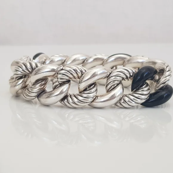 David Yurman Belmont Curb Link Bracelet With Black - Picture 3 of 16